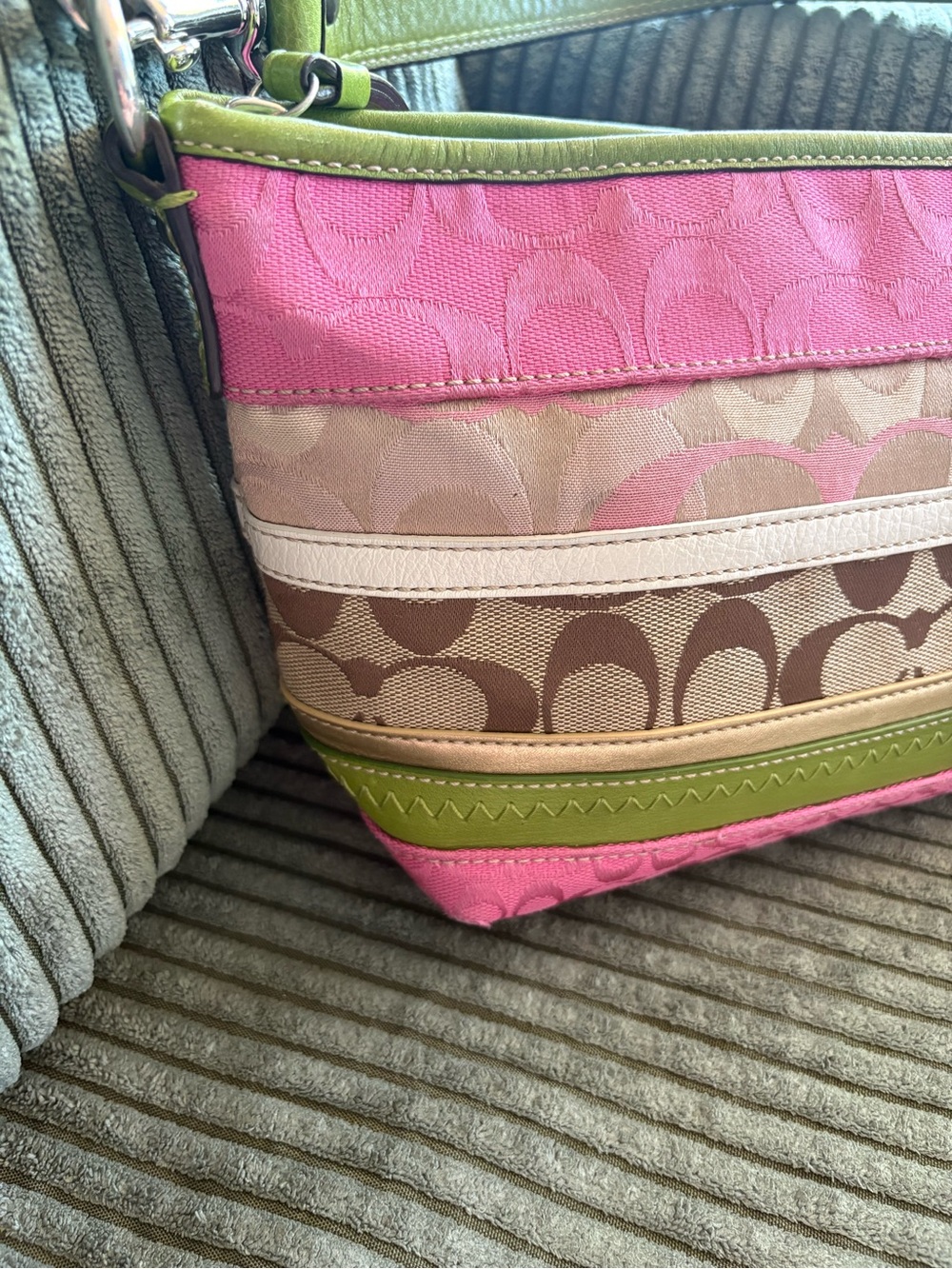 Rare Coach Bleecker Pink And Green Daisy Patchwork De… - Gem